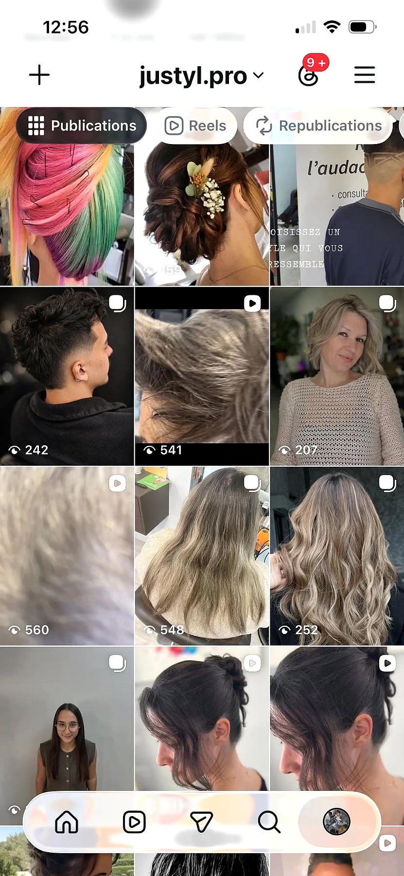 Mosaïque de réalisations coiffure JUSTY'L